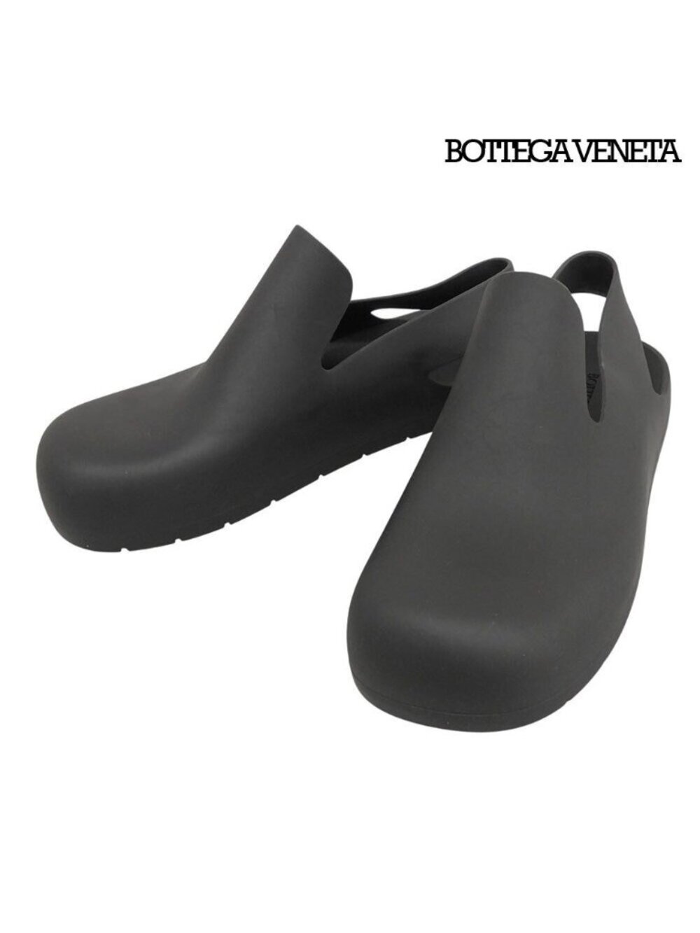 Bottega Veneta Paddle Rubber Slingback Sabot Sandals Flat Shoes Black 42